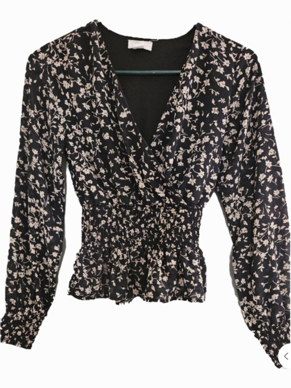 Japna Black and White Floral Top Size S